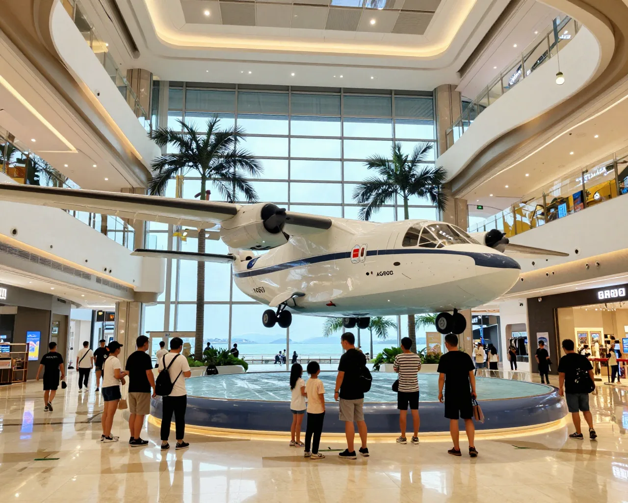 Aeroporto flutuante AG600 ganha exposição em shopping de Zhuhai