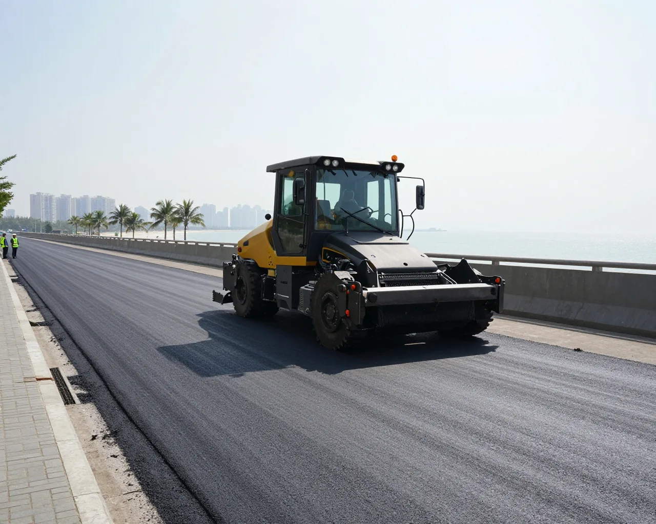 Avanço nas obras: asfalto aplicado na Ponte Honghe e na Rodovia Hegang