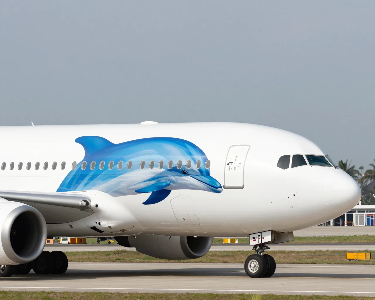 Avião pintado com golfinho e HZMB leva imagem de Zhuhai ao mundo em ao vivo da CGTN