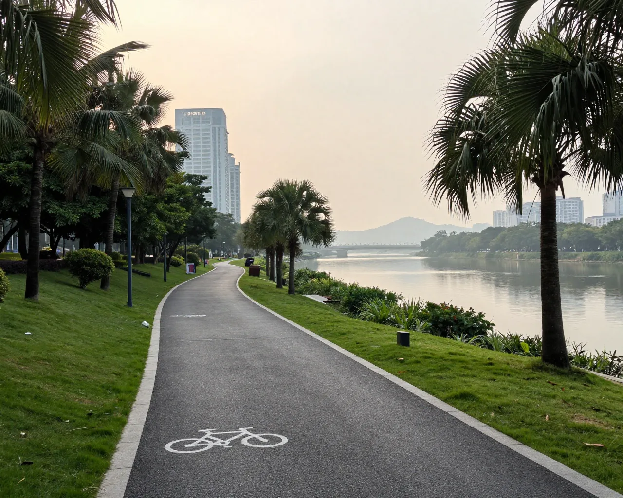 Biciclo em Zhuhai: a orla do rio Huangyang é uma das 11 mais ecológicas de Guangdong