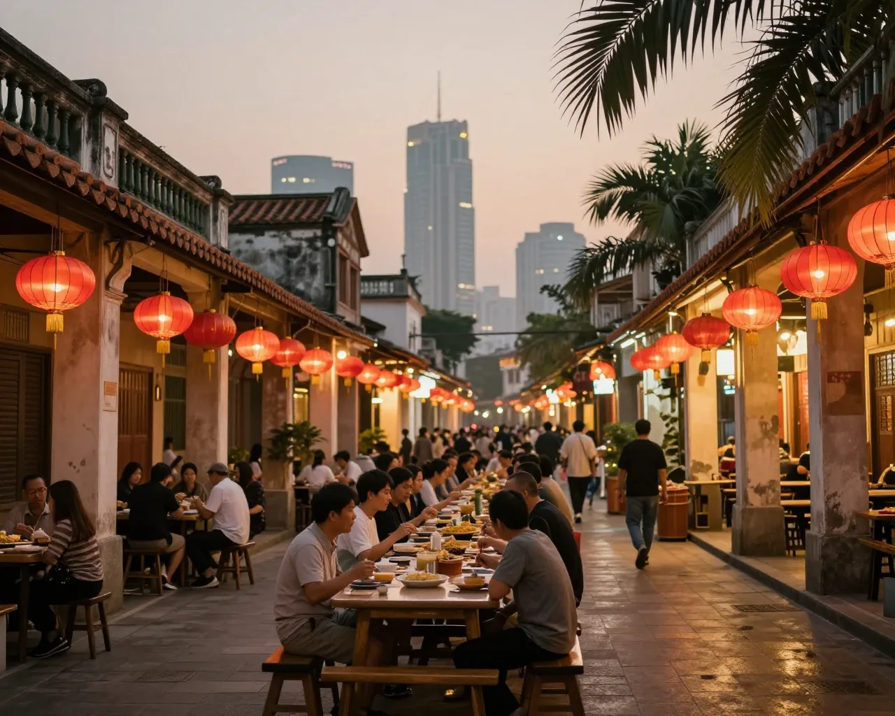 Festa de Lanternas em Zhuhai reúne 300 convidados em jantar ao ar livre