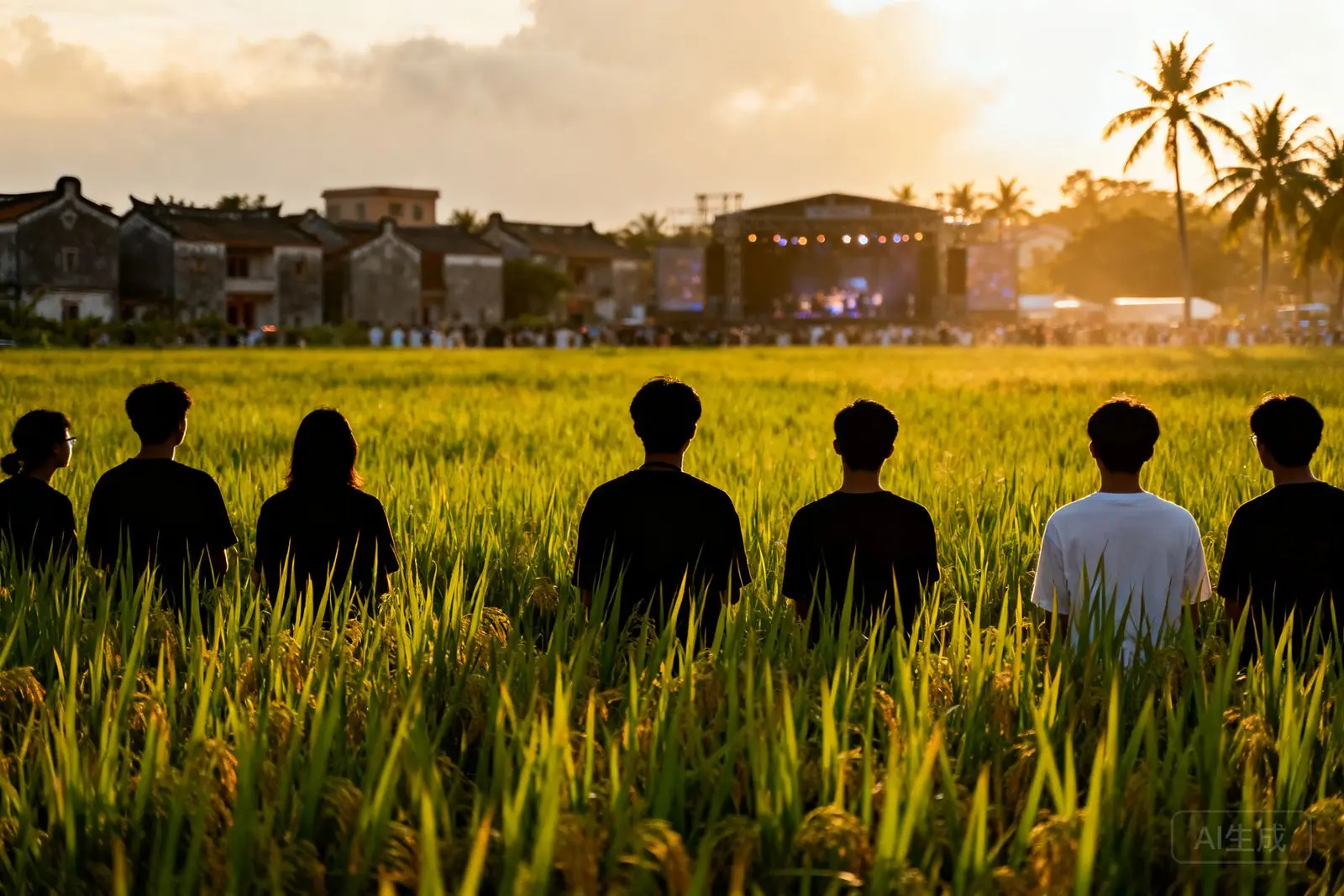 Música em plantação de arroz anima interior de Zhuhai no Ano-Novo