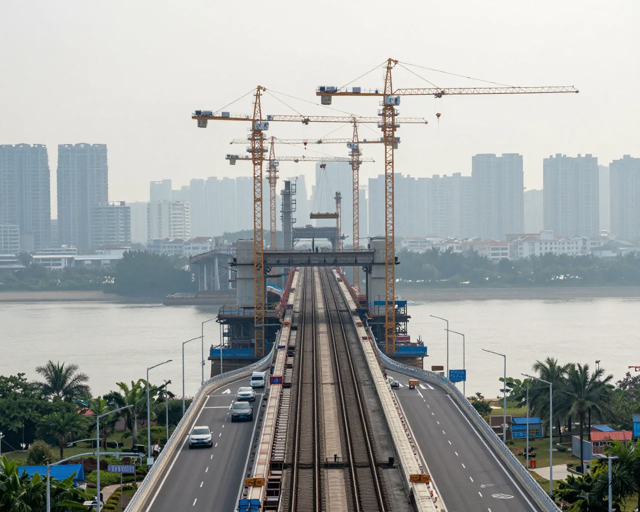 Ponte Jinhai avança em Zhuhai e liga aeroporto ao centro da cidade