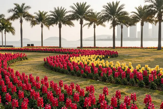 Primavera em Zhuhai: 20 mil m² de flores coloridas em parques e avenidas