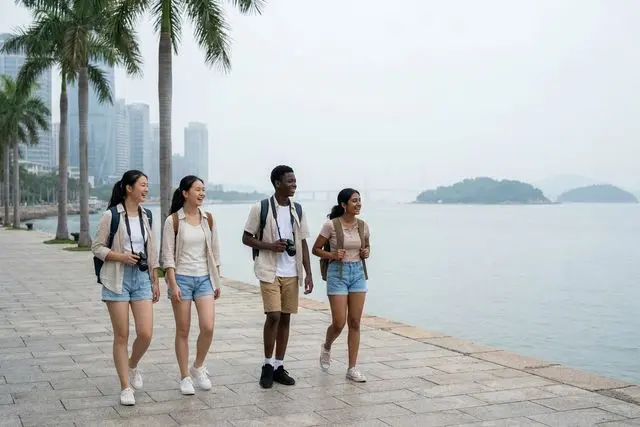 Trinta jovens chineses do exterior chegam a Zhuhai para acampamento de verão