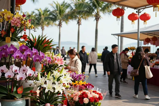 Zhuhai abre mercado de flores para o Ano Novo Chinês com shows e artesanato