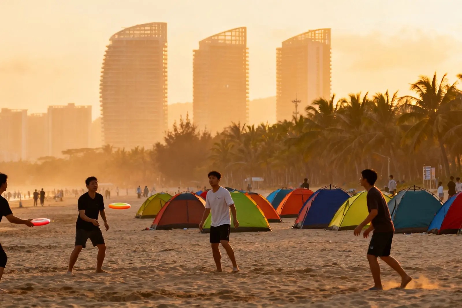 Zhuhai lota praia com camping, esportes e música ao vivo